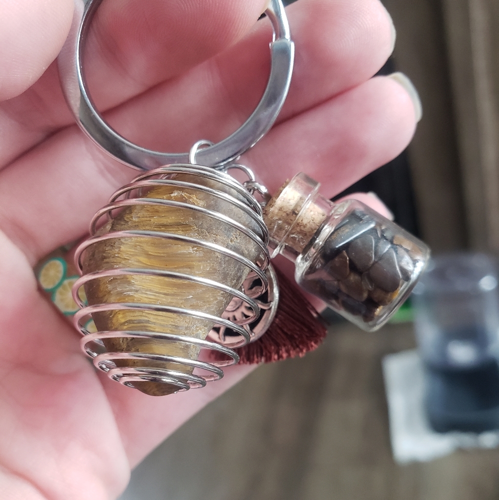 Tigers Eye Homemade Keychain